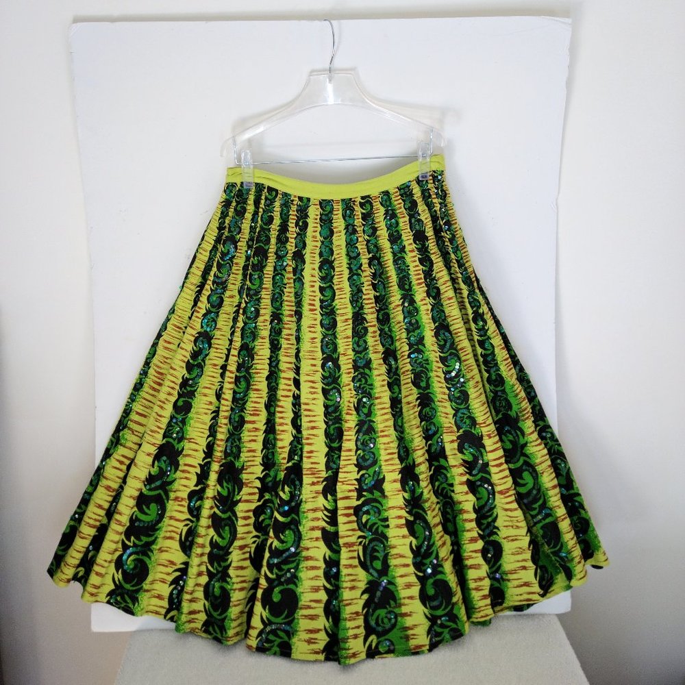 Skirt - !00% COTTON with GREEN SEQUINS!